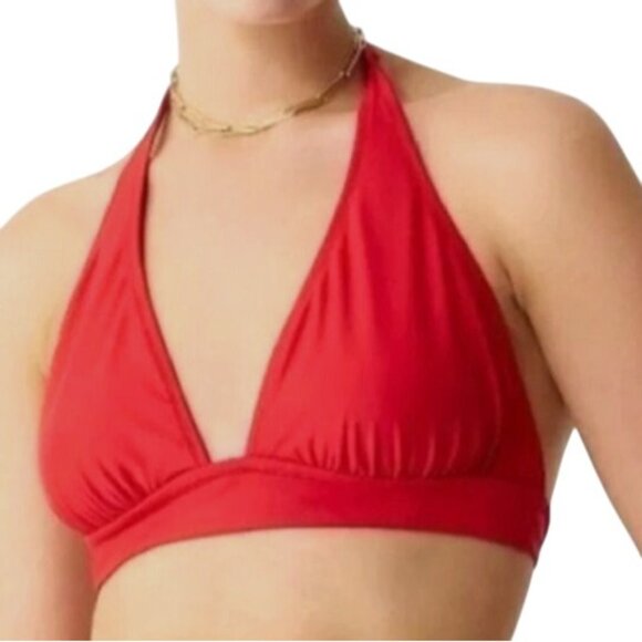 NEW‎ J. Crew Red Adjustable Tie-back Halter Bikini Swim Top Women's Size S - Picture 2 of 11